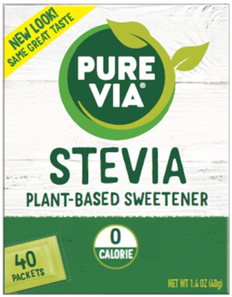 Pure Via Stevia Plant-Based Sweetener Box of 40 Packets