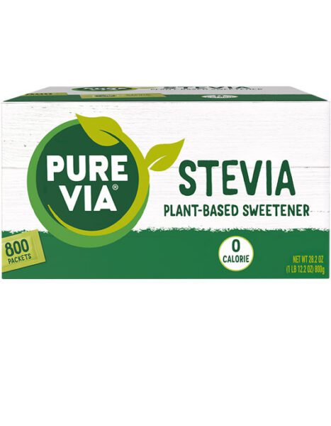 Pure Via Stevia Plant-Based Sweetener Box of 800 Packets